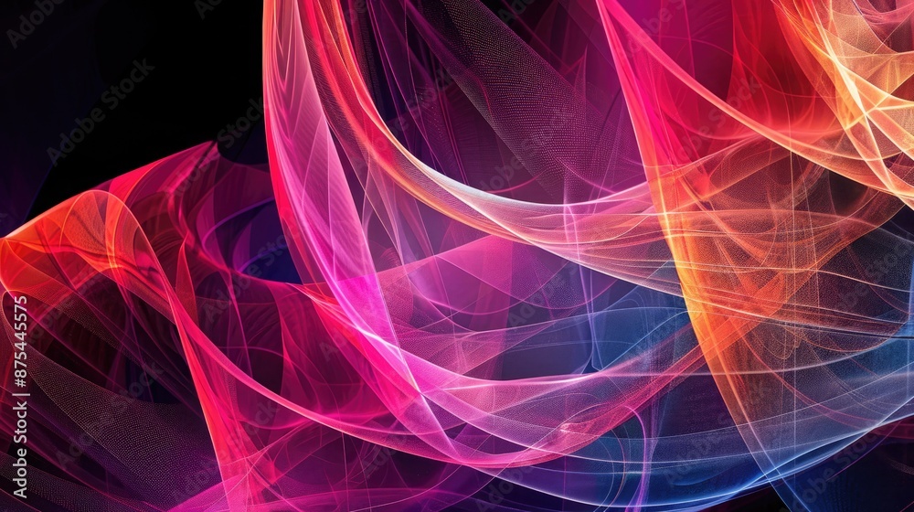 Wall mural abstract composition of intersecting lines and vibrant gradients, exploring the interplay of light a