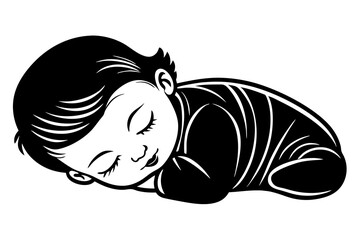 sleep-a-cute-baby-white-background silhouette vector illustration