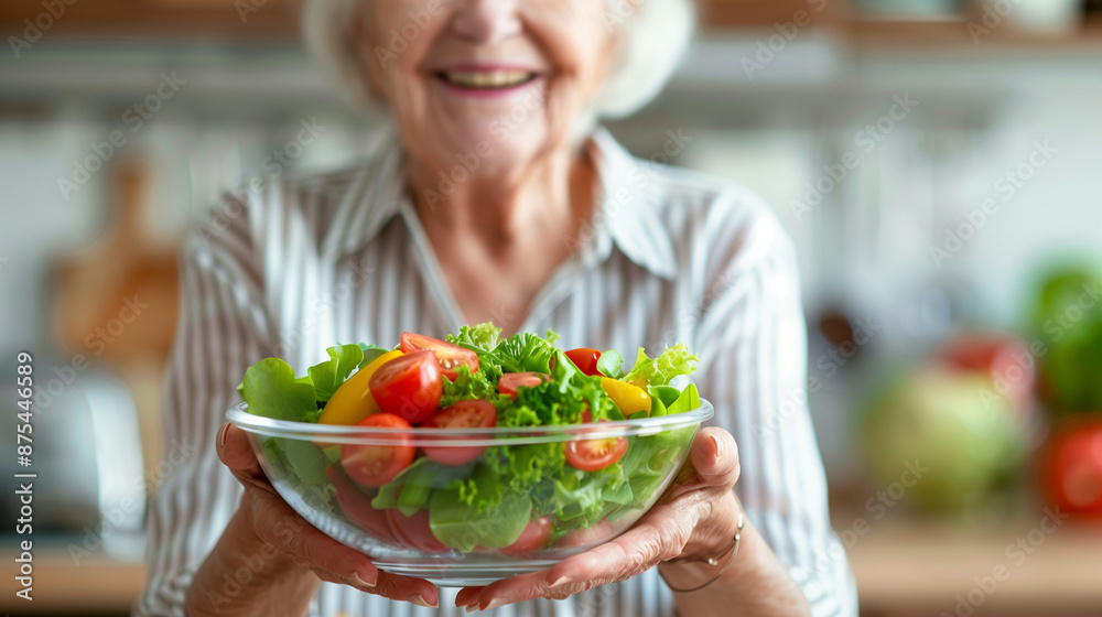 Wall mural woman holding a bowl of salad