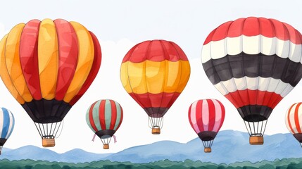 Obraz premium illustation of Albuquerque International Balloon Fiesta hot air balloons in the sky in new mexico cartoon anime