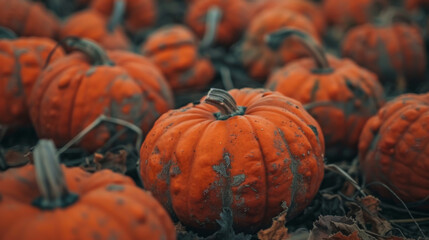 Bright large vegetable close-up. Orange pumpkin outdoors. Large vegetable, gardening.