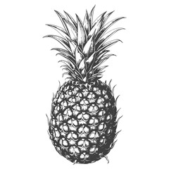 Hand-Drawn Monochrome Pineapple Illustration: Detailed Botanical Sketch