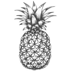 Obraz premium Hand-Drawn Vintage Style Monochrome Pineapple Illustration