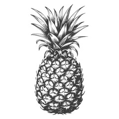 Hand-Drawn Monochrome Pineapple Illustration: Vintage Botanical Style