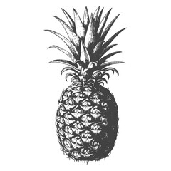 Hand-Drawn Vintage Style Monochrome Pineapple Illustration