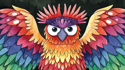 Fototapeta premium illustation of Electric Daisy Carnival festival anime cartoon bird celebration