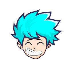 head boy with blue hair avatar cartoon