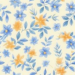 Artistic Floral Grid Pattern for Wallpaper and Textile Design