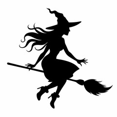 Halloween Broomstick ,Witch with Broomstick silhouette vectort  art,witch with a broom vector