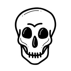 Human skull in a doodle style isolated on white background