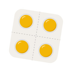 Various meds. Pills, capsules blisters, glass bottles with liquid medicine, plastic tubes with caps. Medication and supplements collection. Flat style object illustration