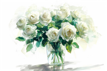 Fototapeta premium Bouquet of roses in white background