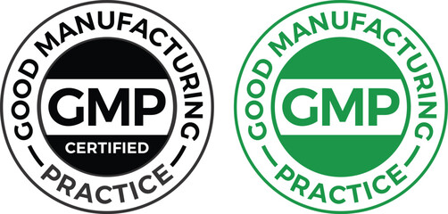 Obraz premium GMP (Good Manufacturing Practice) certified round stamp on white background - Vector