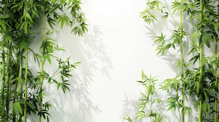 A green bamboo plant with leaves and flowers. Generate AI image