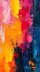 Vibrant abstract painting with bold brushstrokes and textures.