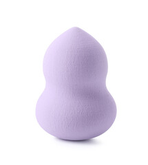 One violet makeup sponge isolated on white