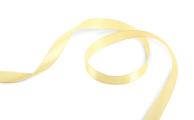 One beautiful light yellow ribbon isolated on white