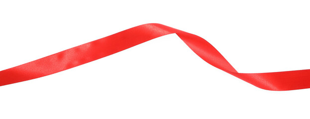 One red silk ribbon isolated on white