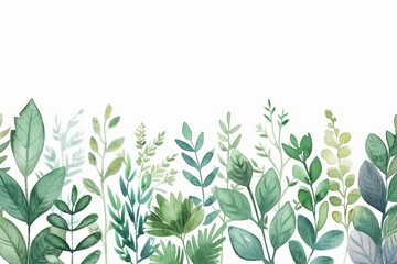 A delicate watercolor depiction of sustainable practices, illustrating efforts like reforestation and conservation, isolate on white background with copy space