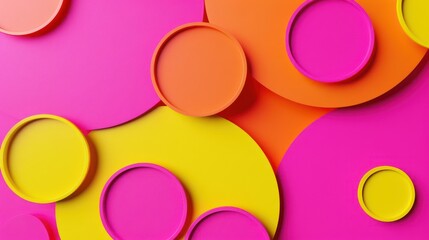 Abstract colorful circles with vibrant pink, orange, yellow hues