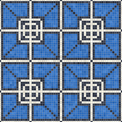 Fototapeta premium Mosaic tiles background, seamless vector pattern