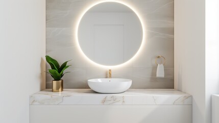 Fototapeta premium A modern powder room designed for an adult woman