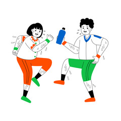 happy couple weekend fun activity vector illustration