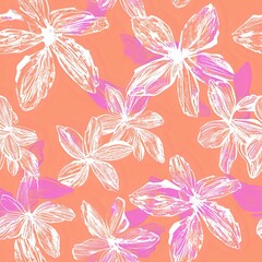 Exquisite Floral and Diamond Grid Repeat Pattern in Black