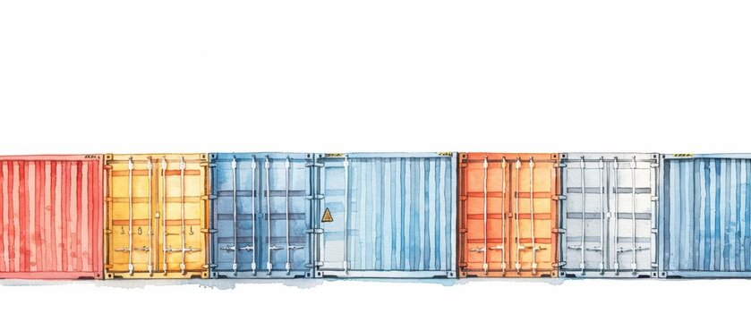 A soft watercolor rendering of export control measures, illustrating secure and regulated trade practices, isolate on white background with copy space