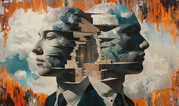 surrealism art, super realism, Life choices plodding between conformity and decline, abstract design