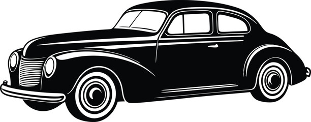 Silhouette american hotrod car vector, Vintage car vector graphic

