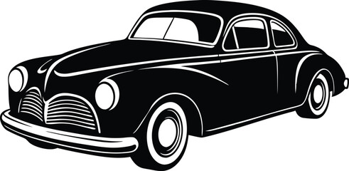 Silhouette american hotrod car vector, Vintage car vector graphic

