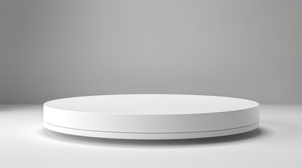 Round podium in white, minimal design for luxury goods presentation, isolated background