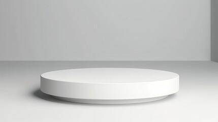 Round white podium on isolated background, ideal for product display, minimalistic style