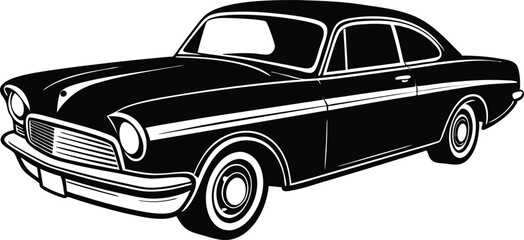 Silhouette american hotrod car vector, Vintage car vector graphic

