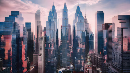 Obraz premium Cityscape Majesty A Photorealistic Dawn