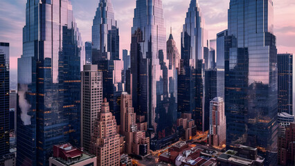 Urban Dreamscape Skyscrapers Reflecting City's Heart