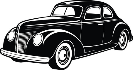 Silhouette american hotrod car vector, Vintage car vector graphic

