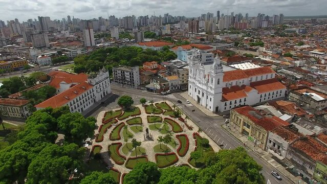 Aerial view of the S&eacute; Cathedral, in the Dom Frei Caetano Brand&atilde;o Square, Cidade Velha - Bel&eacute;m, Par&aacute;, Brazil