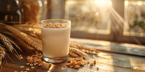 Morning Sunshine with a Glass of Almond Milk and Oats