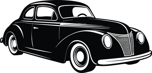 Silhouette american hotrod car vector, Vintage car vector graphic


