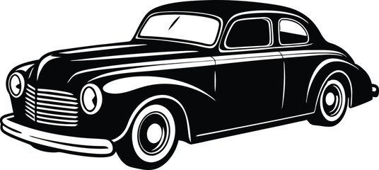 Silhouette american hotrod car vector, Vintage car vector graphic


