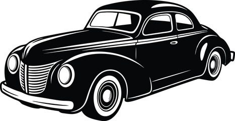 Silhouette american hotrod car vector, Vintage car vector graphic

