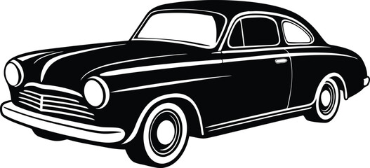 Silhouette american hotrod car vector, Vintage car vector graphic

