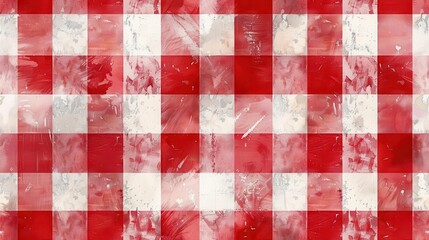Cozy gingham pattern in red and white, reminiscent of traditional picnic settings, creating a warm and inviting atmosphere, gingham and picnic