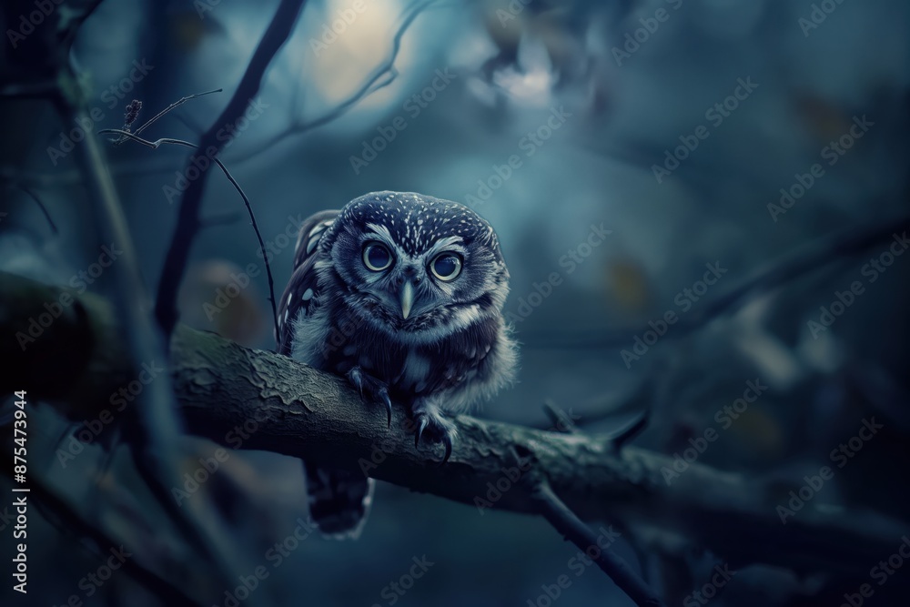 Poster a owl on a branch