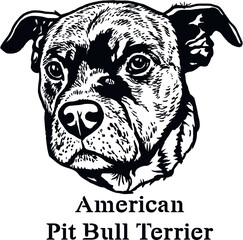American Pit Bull Terrier - Funny Dog, Vector File, Cut Stencil for Tshirt