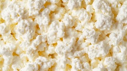 Close-up of creamy pasteurized cottage cheese, rich texture, gourmet appeal, cinematic lighting, no people, focus on the smooth surface, focus cover all object, deep dept of field