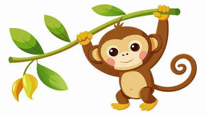 cartoon monkey hanging vector illustration 