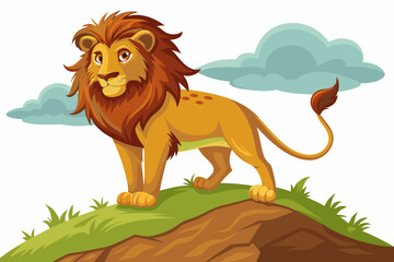 Fototapeta premium illustrate lion standing on hill isolated vector art